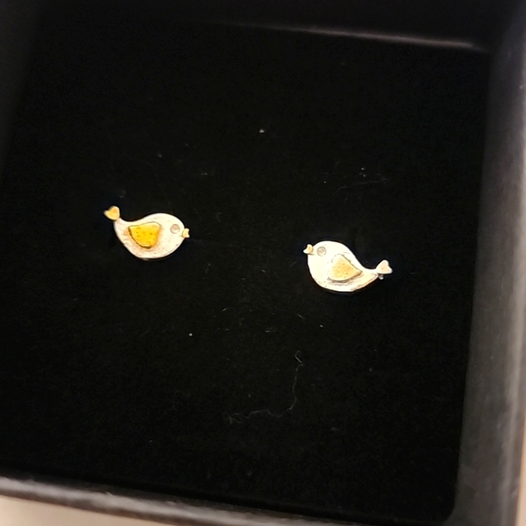 NEW Sterling Silver Bird Sparrow Stud Earrings Persian Unique! - Picture 2 of 3